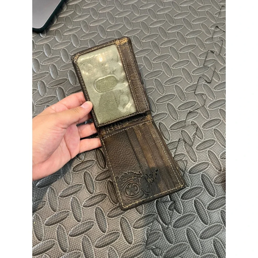 Relic Bifold Wallet Mens OS Brown Distressed Leather Skull Studs Biker Edgy
